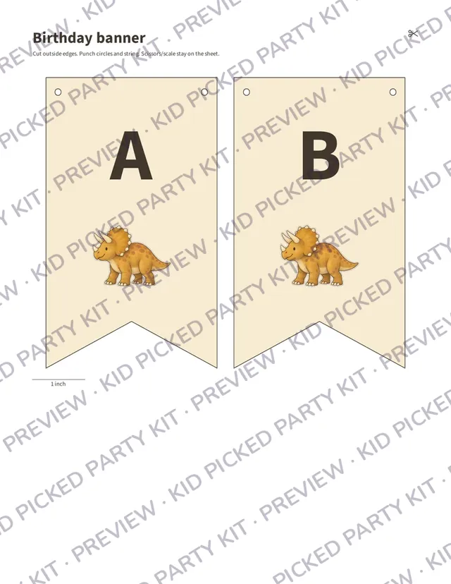 Name and Age Birthday Banner: Banner flags, letters A and B