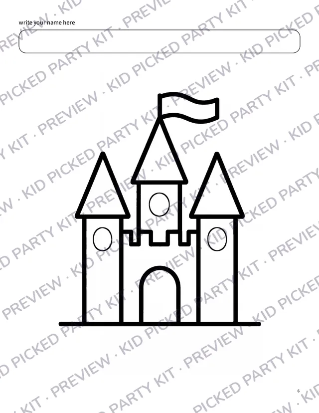 Personalized Birthday Coloring Book: Unicorn castle coloring page