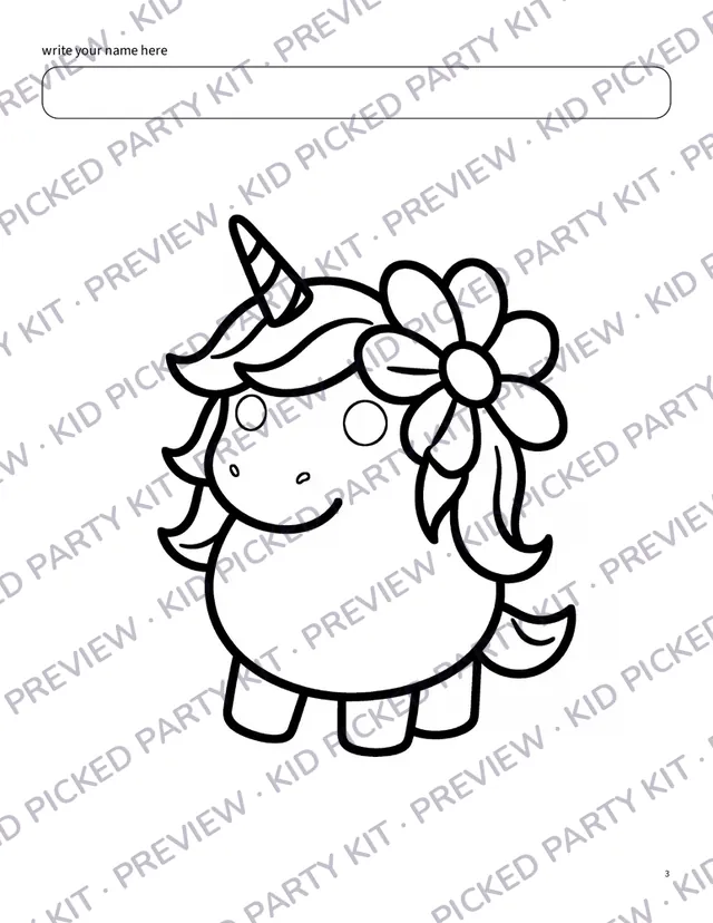 Personalized Name Coloring Page: Unicorn coloring page with blank name banner